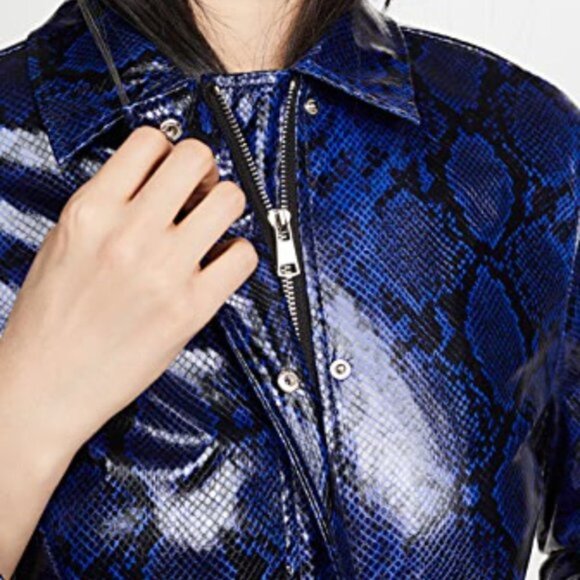 NWT Apparis black blue python faux leather duster jacket, M - Picture 7 of 16